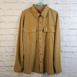 33,000 FT Men's XL Roll Tab Sleeve Brown Air-Hole Tech UV Protection Shirt